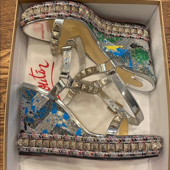 Christian Louboutin Shoes - Christian Louboutin sequined Pira Ryad 110 wedges